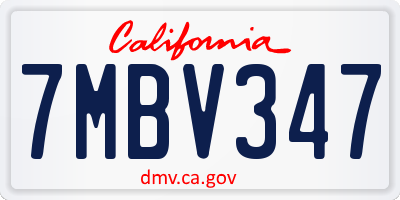 CA license plate 7MBV347