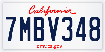 CA license plate 7MBV348