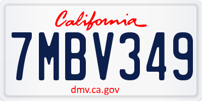 CA license plate 7MBV349