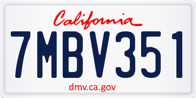 CA license plate 7MBV351