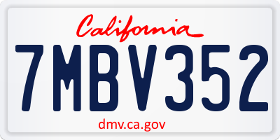 CA license plate 7MBV352