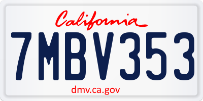 CA license plate 7MBV353