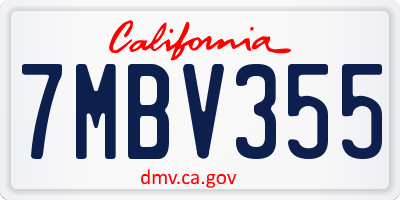 CA license plate 7MBV355
