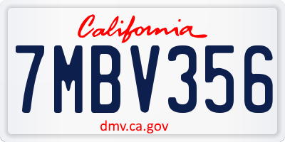 CA license plate 7MBV356