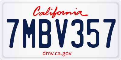 CA license plate 7MBV357
