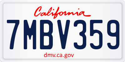 CA license plate 7MBV359