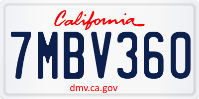 CA license plate 7MBV360