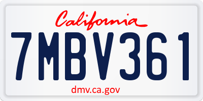 CA license plate 7MBV361