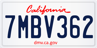 CA license plate 7MBV362