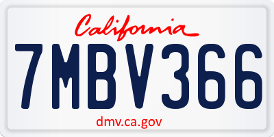 CA license plate 7MBV366
