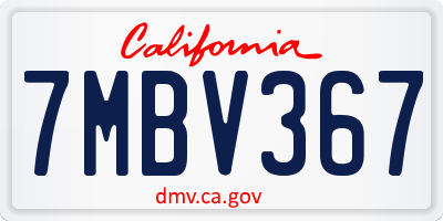 CA license plate 7MBV367