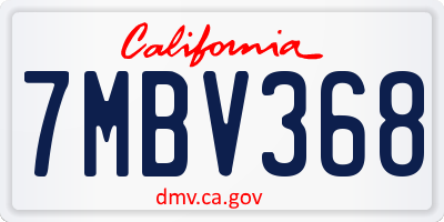 CA license plate 7MBV368