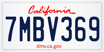 CA license plate 7MBV369