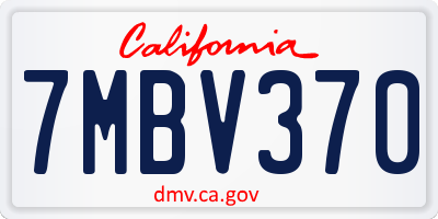CA license plate 7MBV370