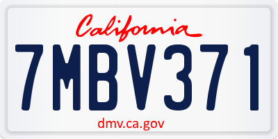 CA license plate 7MBV371