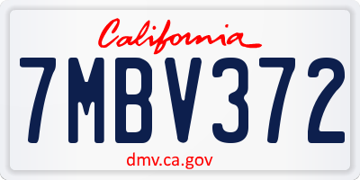 CA license plate 7MBV372