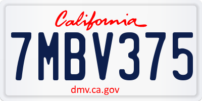CA license plate 7MBV375
