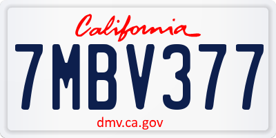 CA license plate 7MBV377
