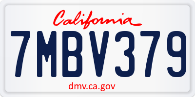 CA license plate 7MBV379
