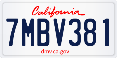 CA license plate 7MBV381