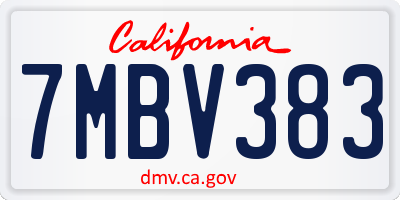 CA license plate 7MBV383