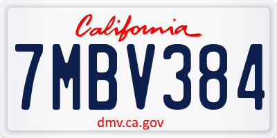 CA license plate 7MBV384