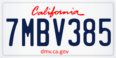 CA license plate 7MBV385