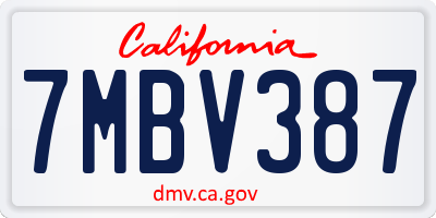 CA license plate 7MBV387