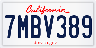 CA license plate 7MBV389