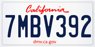 CA license plate 7MBV392