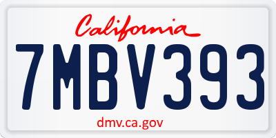 CA license plate 7MBV393