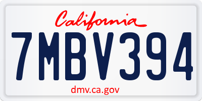 CA license plate 7MBV394