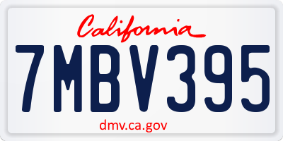 CA license plate 7MBV395