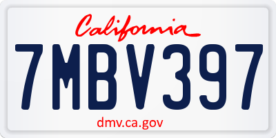 CA license plate 7MBV397