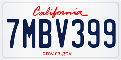 CA license plate 7MBV399