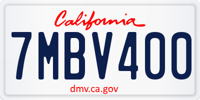 CA license plate 7MBV400