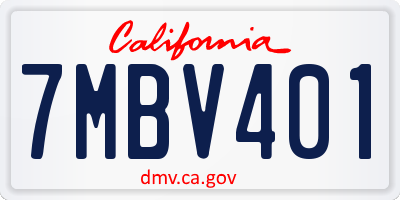 CA license plate 7MBV401