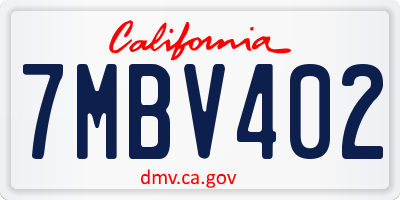 CA license plate 7MBV402