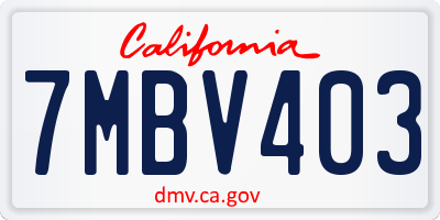CA license plate 7MBV403