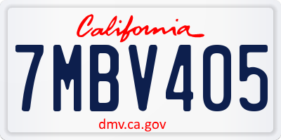CA license plate 7MBV405