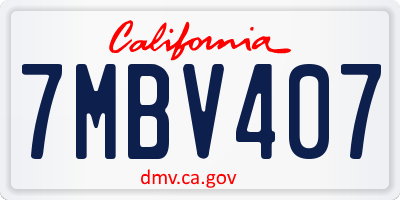 CA license plate 7MBV407
