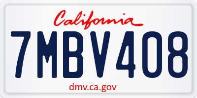 CA license plate 7MBV408