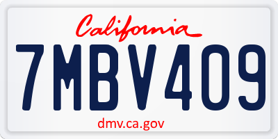 CA license plate 7MBV409