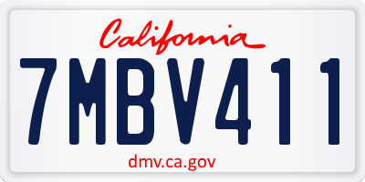 CA license plate 7MBV411