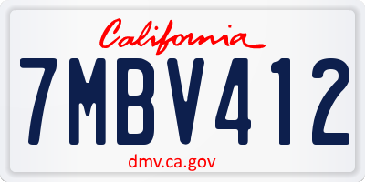 CA license plate 7MBV412