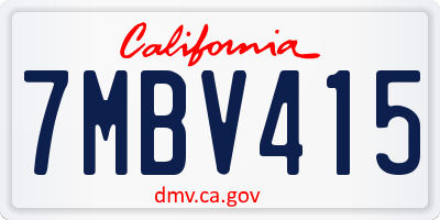 CA license plate 7MBV415