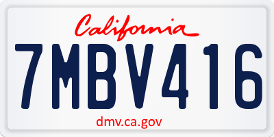 CA license plate 7MBV416