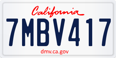 CA license plate 7MBV417