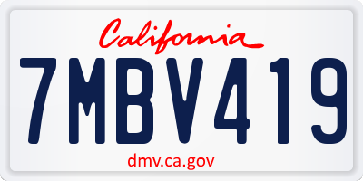CA license plate 7MBV419