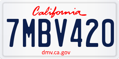 CA license plate 7MBV420